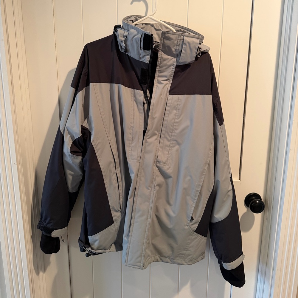 Men's Two-Tone Grey & Black Ski Jacket - Waterproof Insulated Snow Coat